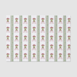 Papel De Seda Watercolor Burgundy Amaryllis e Holly Christmas