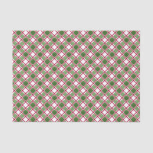 Papel De Seda Watercolor Burgundy e Xadrez de Natal Verde