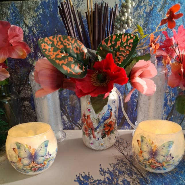 Papel De Seda Watercolor Cardinals Blue Birds Elements Decoupage (Criador carregado)