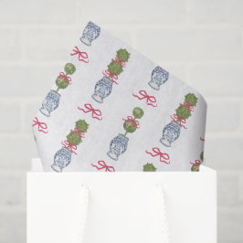 Papel De Seda Watercolor Chinoiserie Arco Vermelho Natal Topiári