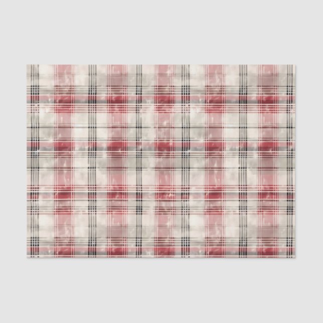 Papel De Seda Watercolor Distressed Desaturated Christmas Plaid (Frente )