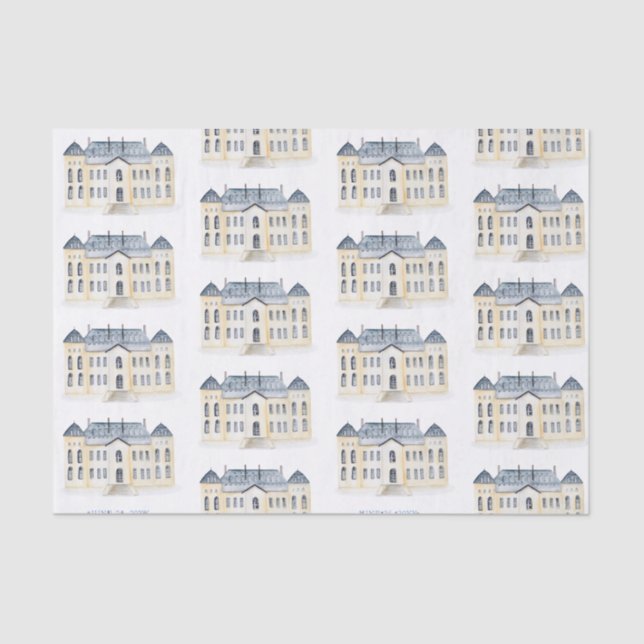 Papel De Seda Watercolor English Manor Estate Wedding (Frente )