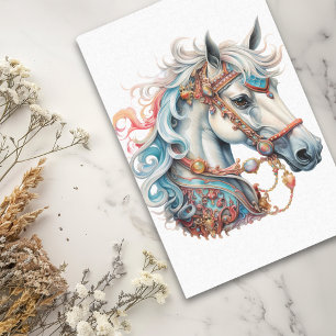 Papel De Seda Watercolor Fantasy Carousel Horse