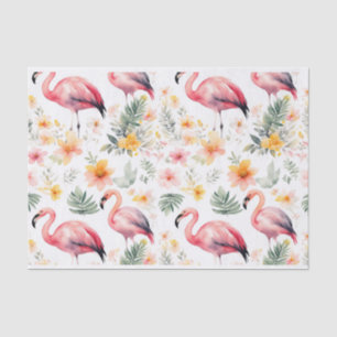 Papel De Seda Watercolor Flamingo Pink Patterno Summer