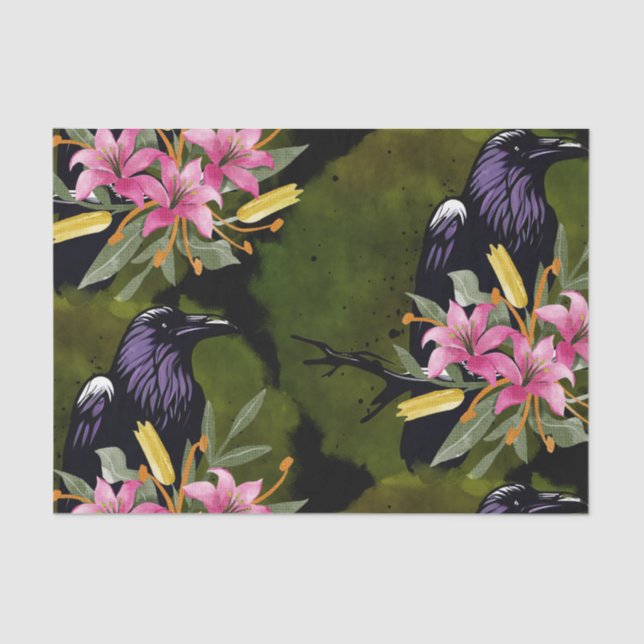 Papel De Seda Watercolor Flowers Floral Raven Botanicals (Frente )