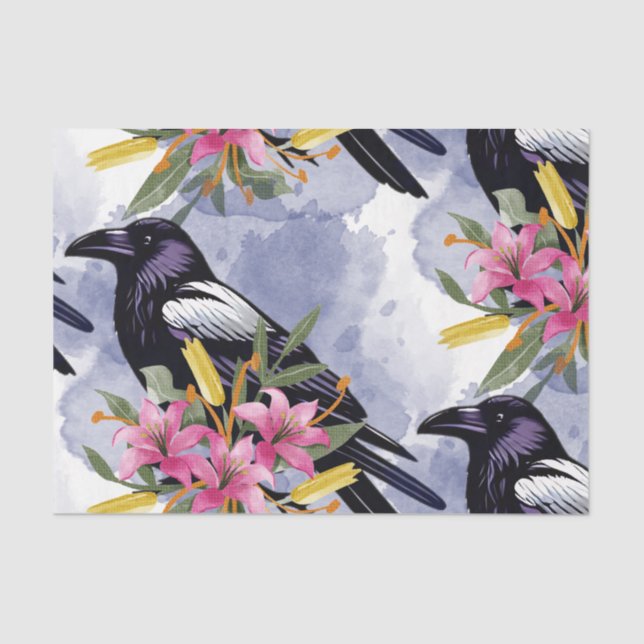 Papel De Seda Watercolor Flowers Floral Raven Botanicals (Frente )