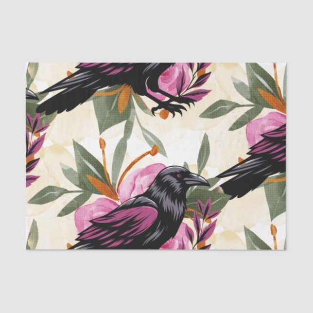 Papel De Seda Watercolor Flowers Floral Raven Botanicals (Frente )