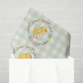 Papel De Seda Watercolor Pastel Easter Wreath And Baby Chick