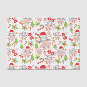 Papel De Seda Watercolor Penguin Ballerina Natal