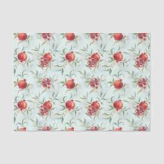 Papel De Seda Watercolor Pomegranate Fruit and Leaves