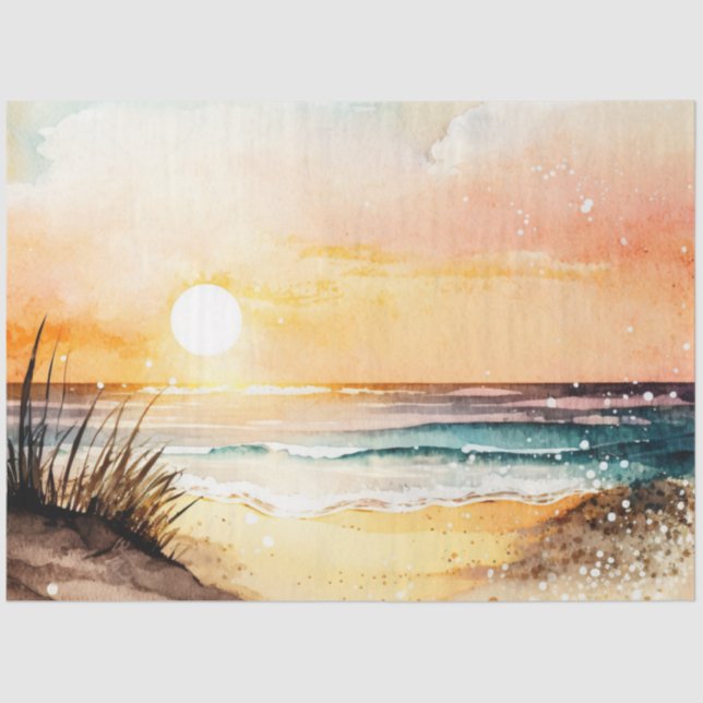 Papel De Seda Watercolor Sunset Series Design 11 (Frente )