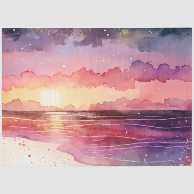 Papel De Seda Watercolor Sunset Series Design 13 (Frente )