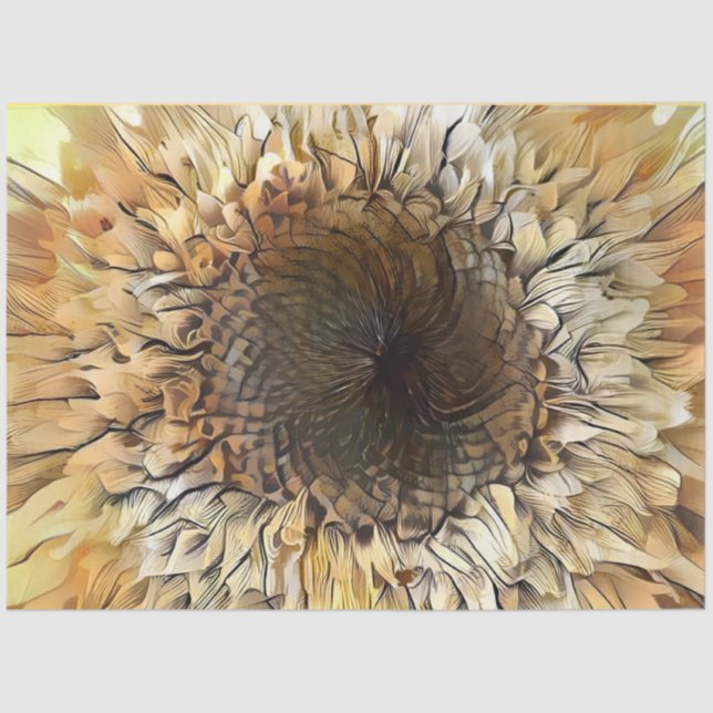 Papel De Seda Watercolor Tiger Sunflower Elegant Collection (Frente )