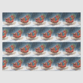 Papel De Seda Watercolor Vintage Christmas Sleigh