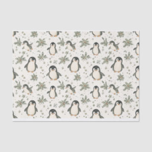 Papel De Seda Watercolor Vintage Penguin Padrão de Natal