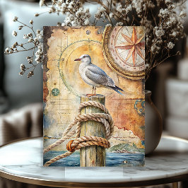 Papel De Seda Watercolor vintage sea Glarus gull compõe o antigo