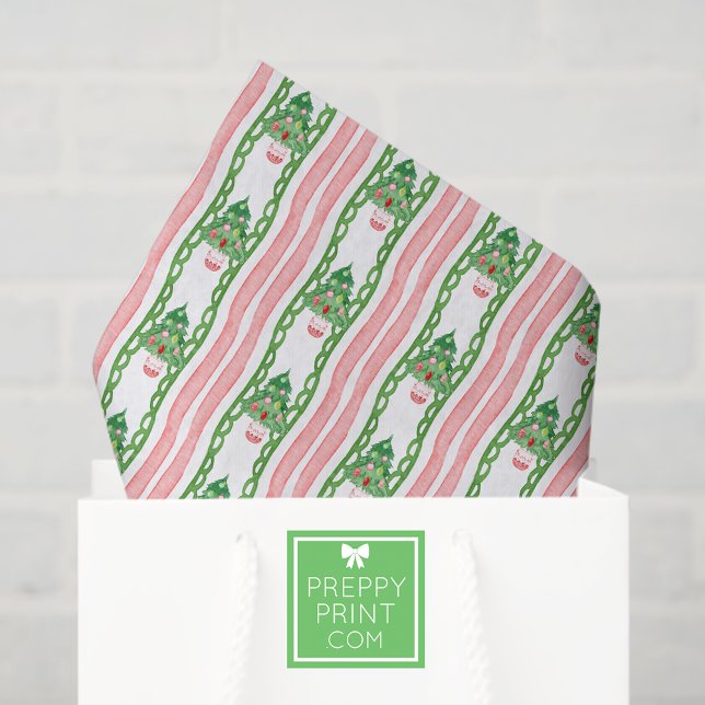 Papel De Seda Watercolor Whimsical Striped Christmas Trees (Criador carregado)