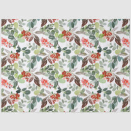 Papel De Seda Watercolor Winter Berries & Greenery Christmas