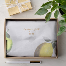 Papel De Seda Watercolor Yellow and Green Lemon Citrus Wedding