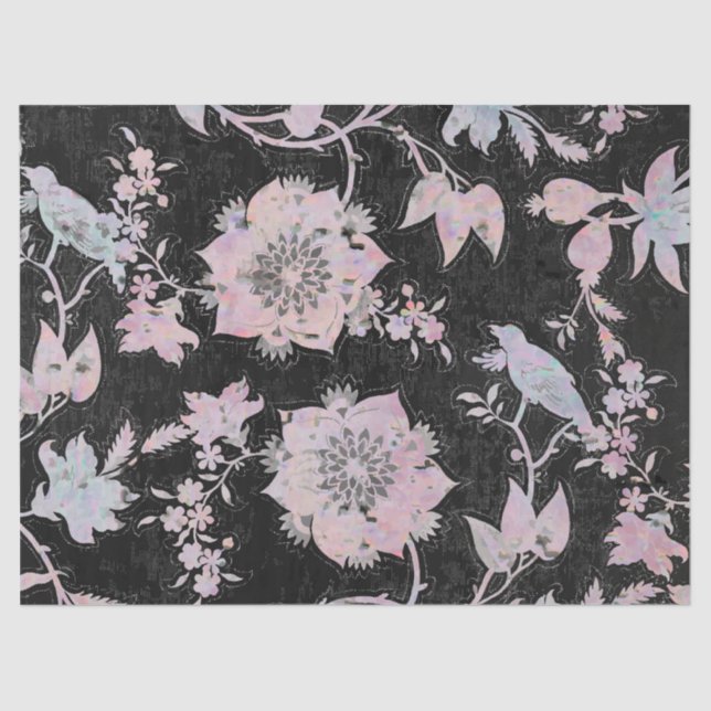 Papel De Seda Watercolours pink blue black elegant pattern  (Frente )