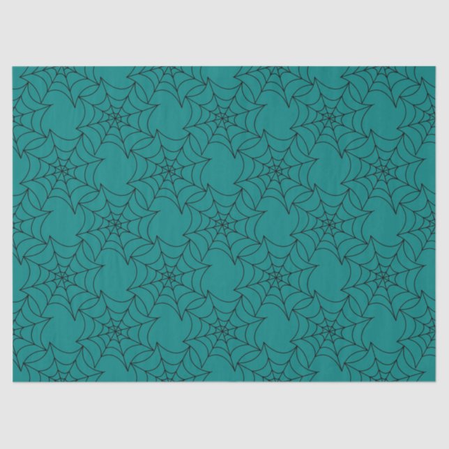Papel De Seda Webs Black Spider na Decoupage do Teal (Frente )