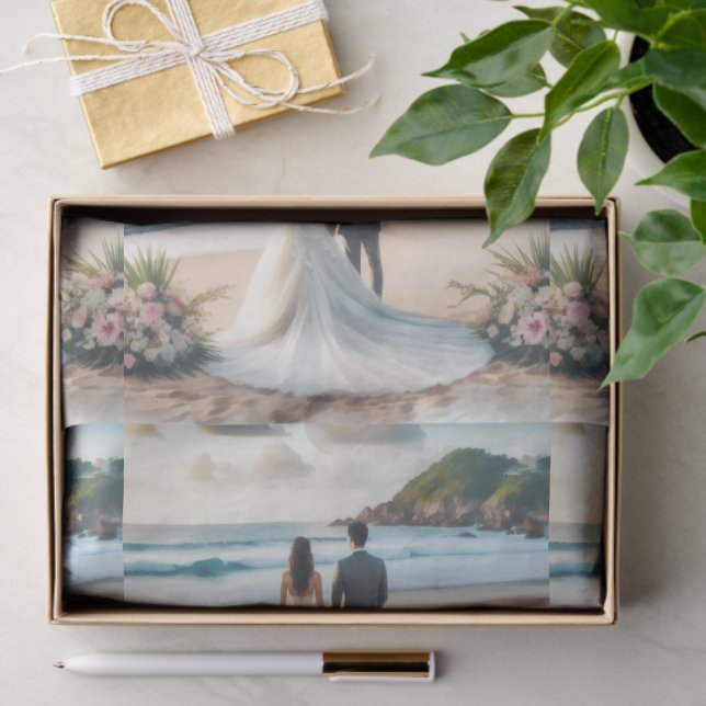 Papel De Seda Wedding Beach Couple (Presente)