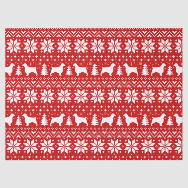 Papel De Seda Welsh Springer Espanhol Padrão de Natal Vermelho (Frente )