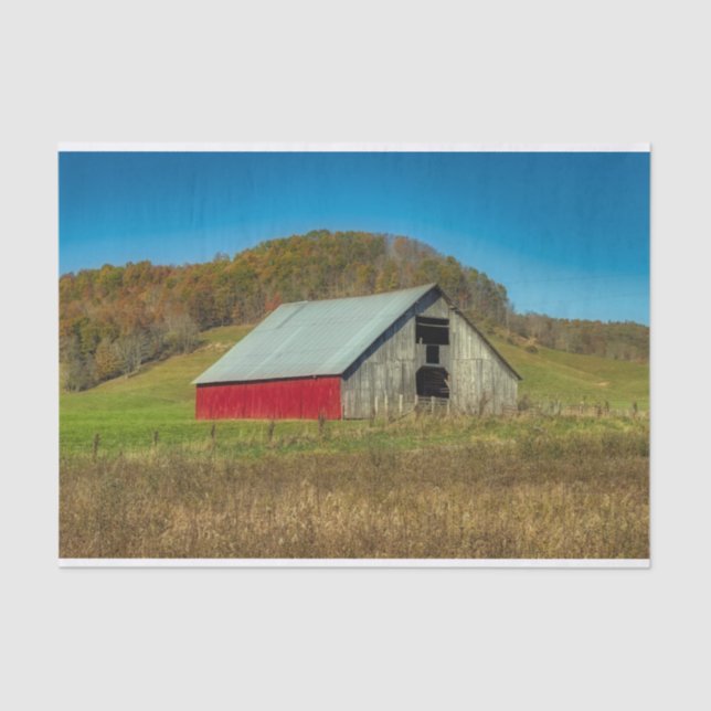 Papel De Seda West Virginia Weathered Barn no outono (Frente )