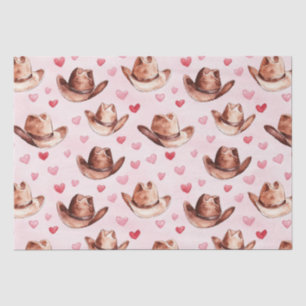 Papel De Seda Western Brown Pink Cowgirl Opa Corações Aniversári