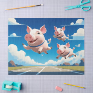 Papel De Seda When Pigs Fly Funny Winged Pigs