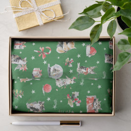 Papel De Seda Whimissi Cats de Natal com Aquarela