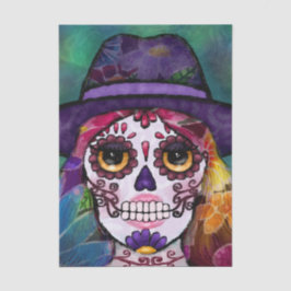 Papel De Seda Whimsical Abstract Hippie Sugar Skull Decoupage