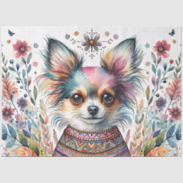 Papel De Seda Whimsical Chihuahua in Boho Floral Watercolor