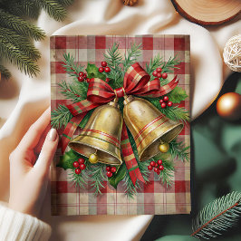 Papel De Seda Whimsical Christmas bells decoupage paper red