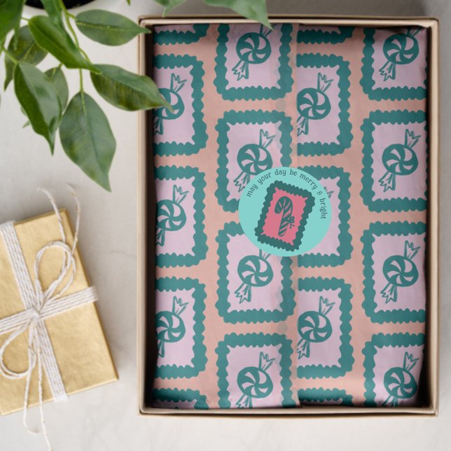 Papel De Seda Whimsical Christmas Candy Cute Bright Holiday (Whimsical Christmas Candy Cute Bright Holiday Hand-drawn  Tissue Paper
)