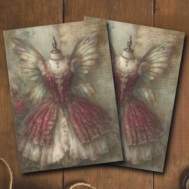 Papel De Seda Whimsical Fairy Crimson Ballet Costume Decoupage  (Criador carregado)