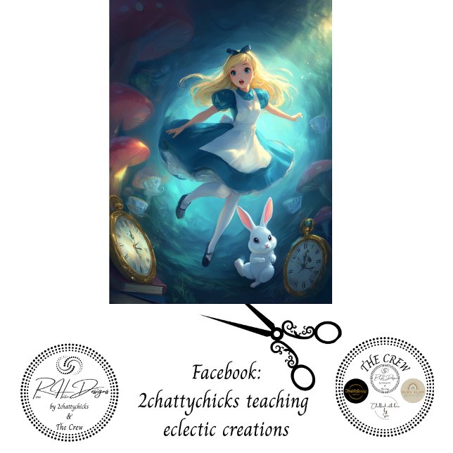 Papel De Seda Whimsical Fantasy Girl Falling Through Time (Criador carregado)