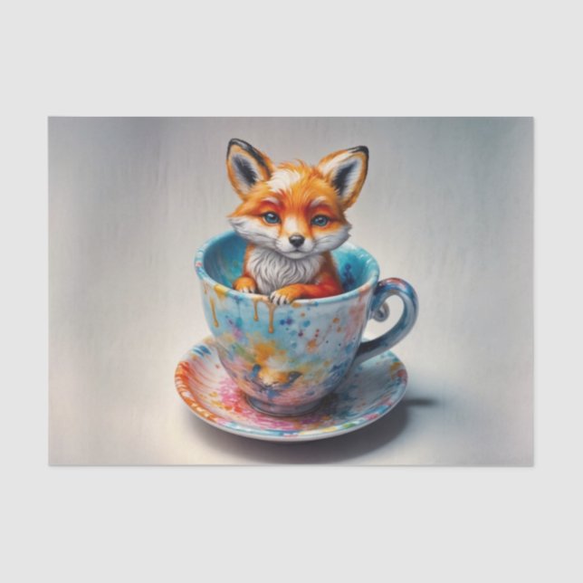 Papel De Seda Whimsical Fox Kit em Teacup Decoupage Paper (Frente )