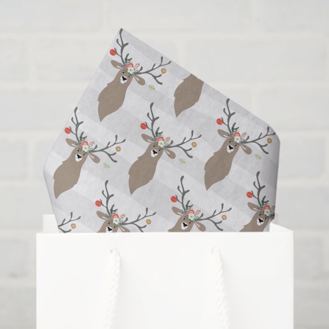 Papel De Seda Whimsical Reindeer Christmas (Sacola de presentes)