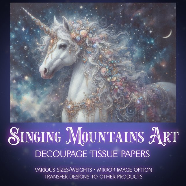 Papel De Seda Whimsical Starlight Unicorn Decoupage  (Criador carregado)