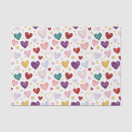Papel De Seda Whimsical Watercolor Hearts: Gold Glitter
