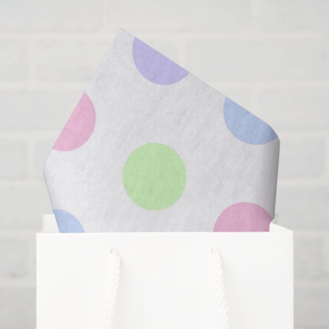 Papel De Seda Whimsical Watercolor Pastel Polka Dot Birthday (Sacola de presentes)