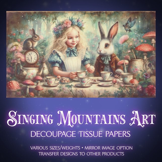 Papel De Seda Whimsical Wonderland Tea Party Decoupage (Criador carregado)