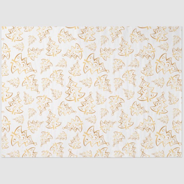 Papel De Seda White and Gold Elegant Christmas Trees (Frente )