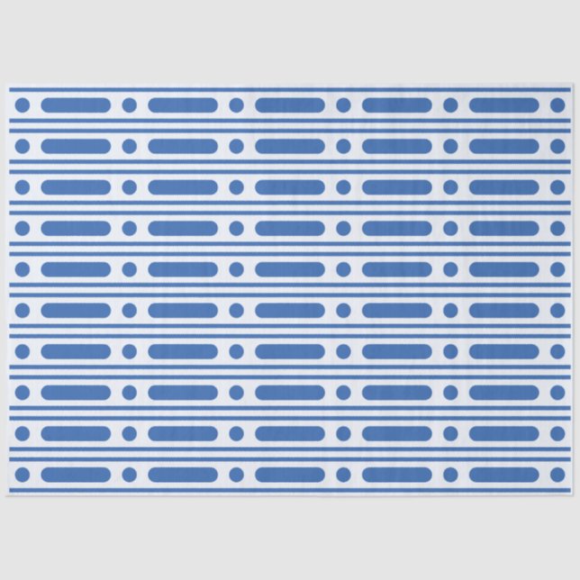 Papel De Seda White Blue Bone Inlay Dots Border Decoupage Paper (Frente )