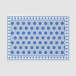 Papel De Seda White Blue Modern Bone Inlay Decoupage Paper