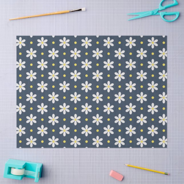 Papel De Seda White Daisies Pattern Custom Background (Arte )