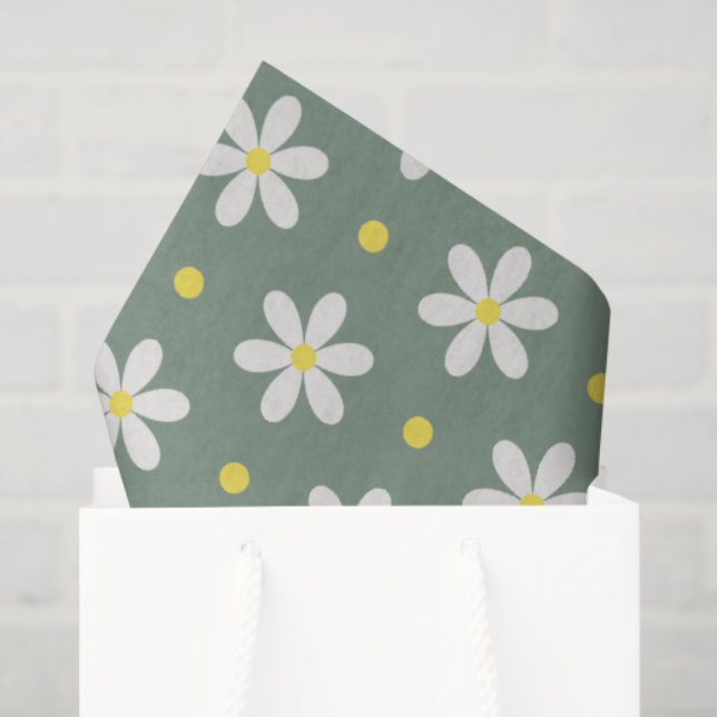 Papel De Seda White Daisies Pattern Custom Background (Sacola de presentes)