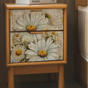 Papel De Seda White Daisy Newsprint - Documento sobre o Tecido d