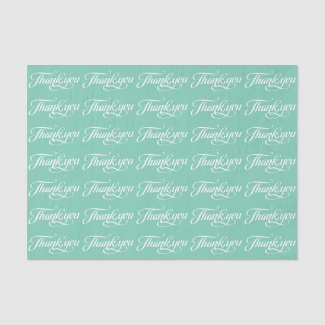 Papel De Seda White E Mint-Green - Obrigado Padrão (Frente )